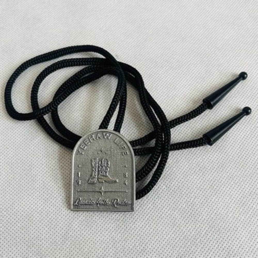 Yeehaw Life Western Bolo Tie with Cowboy Boot and Loards 4th Rodeo Engraving NIP